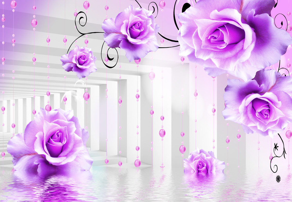 Фотообои Фиолетовые розы 3Д