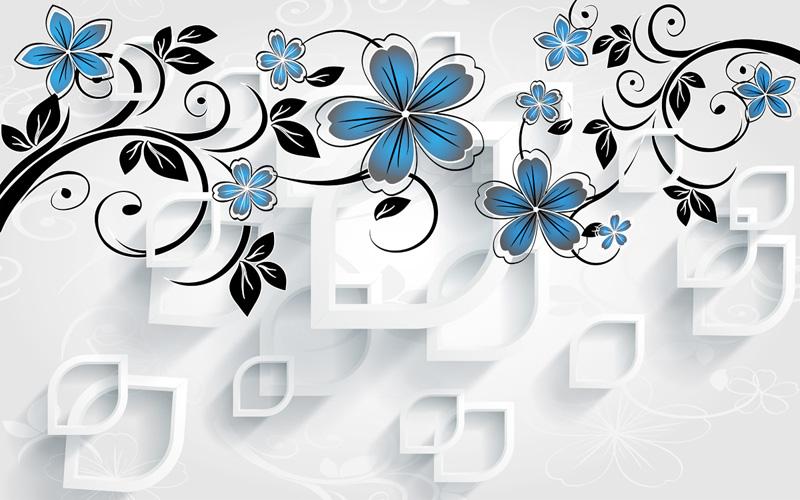 Фотообои 3D ромбы и цветы Код:10830