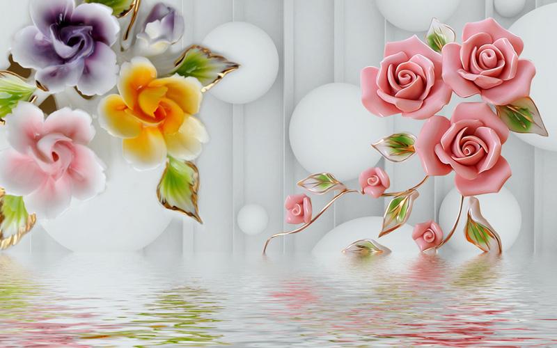 Фотообои Фарфоровые розы 3Д Код:13176