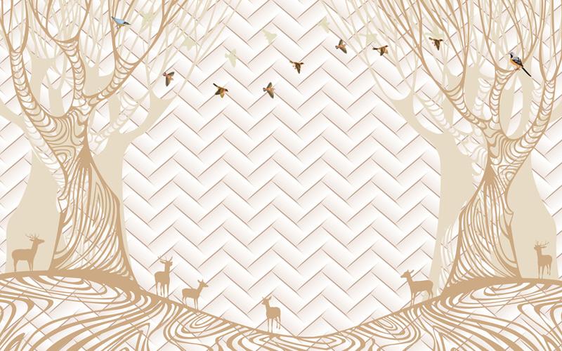 Фотообои Композиция с оленями Код:13255